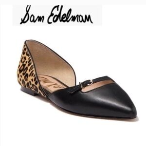 Sam Edelman RINA Leather Textured Leopard Print Flats